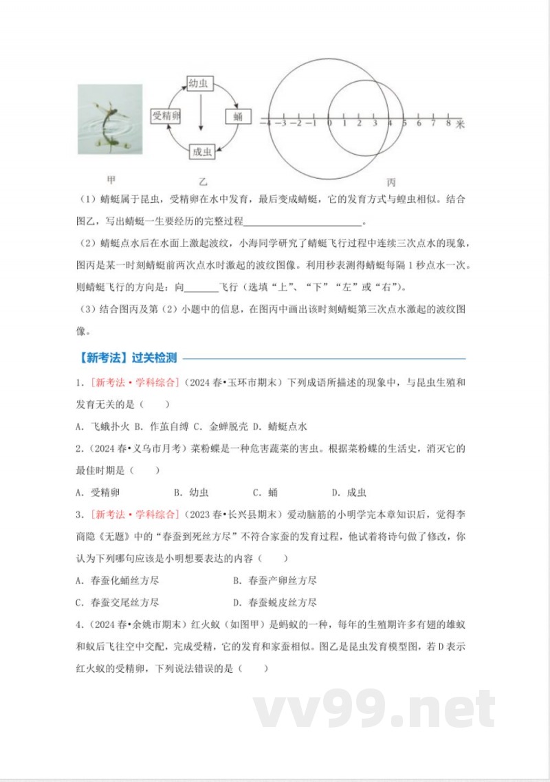 1.2 人和动物的生殖与发育(2)(同步练习)七年级科学下册(浙教版2025) 1.2 人和动物的生殖与发育(2)(同步练习)七年级科学下册(浙教版2025)