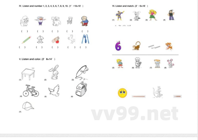 一年级英语上册期末试题 一年级英语上册期末试题