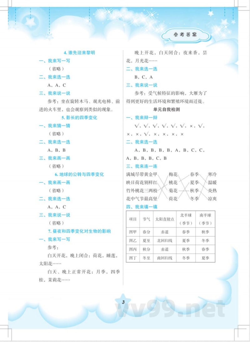 科学六年级(配教科版)答案