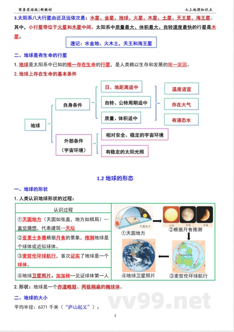 新商务星球版七年级上册地理全册知识点梳理(新版教材)