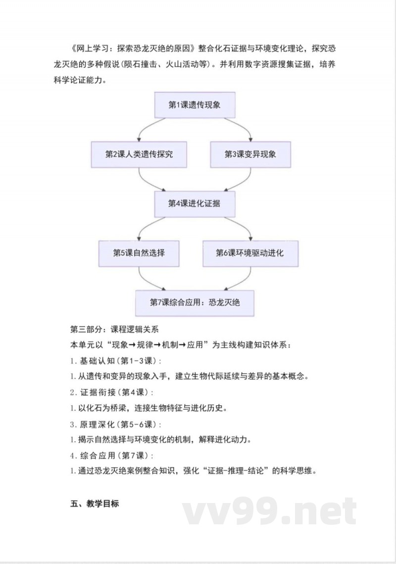 粤教粤科版科学六年级上册第四单元《遗传与进化》大单元整体教学设计 粤教粤科版科学六年级上册第四单元《遗传与进化》大单元整体教学设计