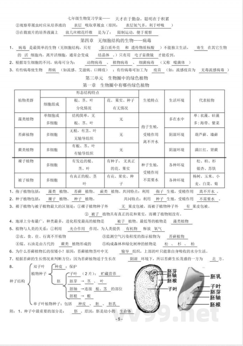 人教版七年级上册生物知识点总结------