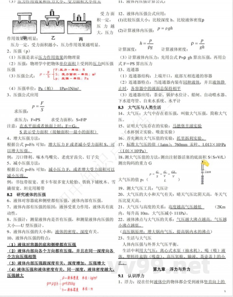 粤沪版八年级物理下册知识点总结