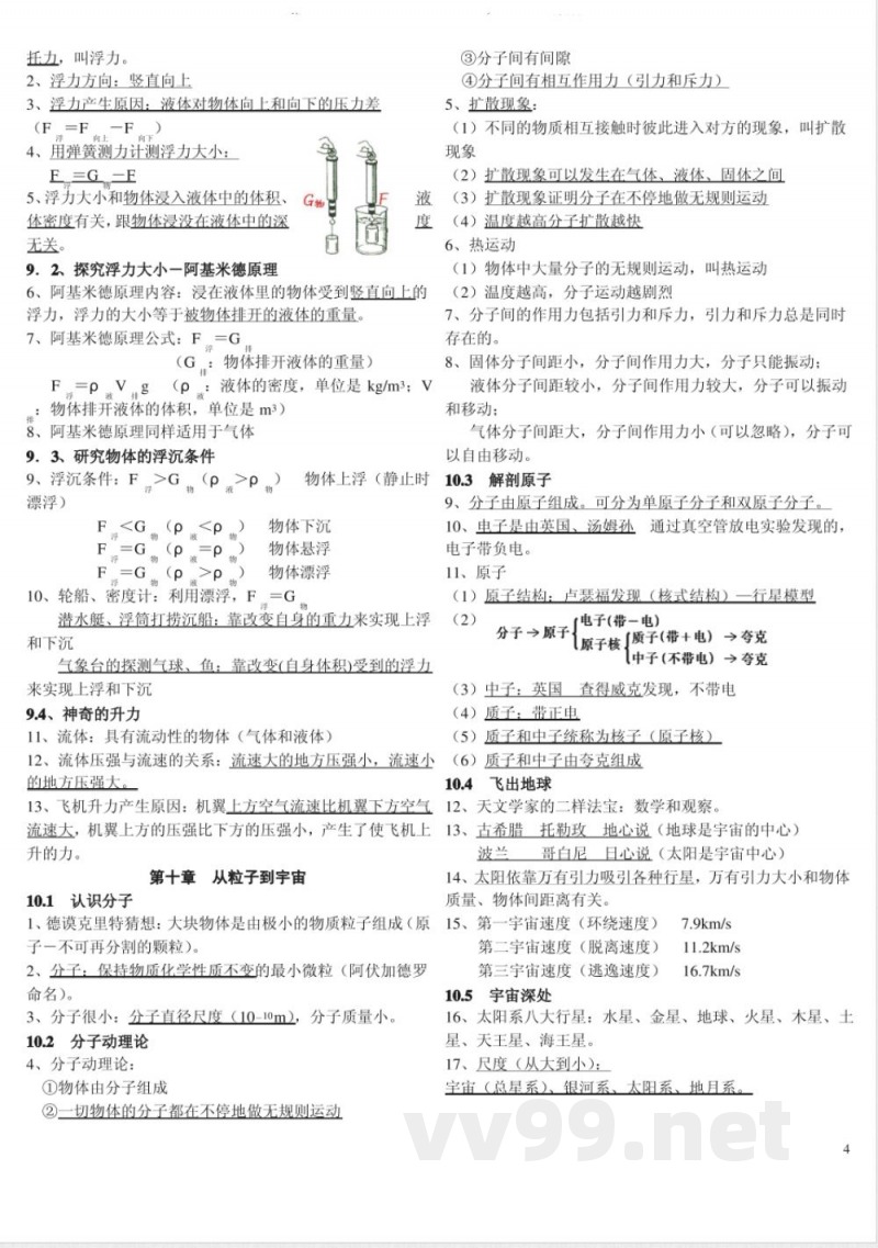 粤沪版 八年级物理下册知识点总结大全 粤沪版 八年级物理下册知识点总结大全