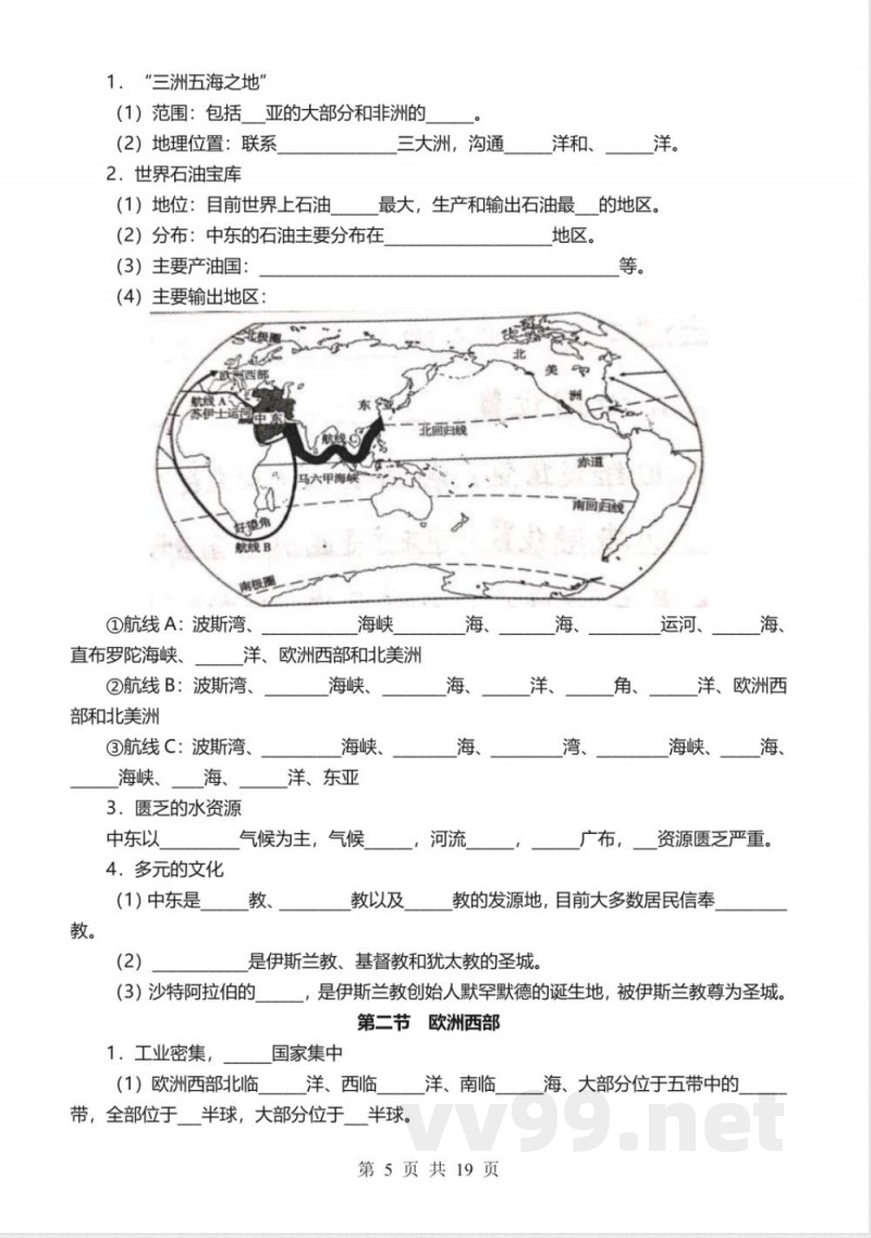 【2025人教版】七年级下册地理必背知识点