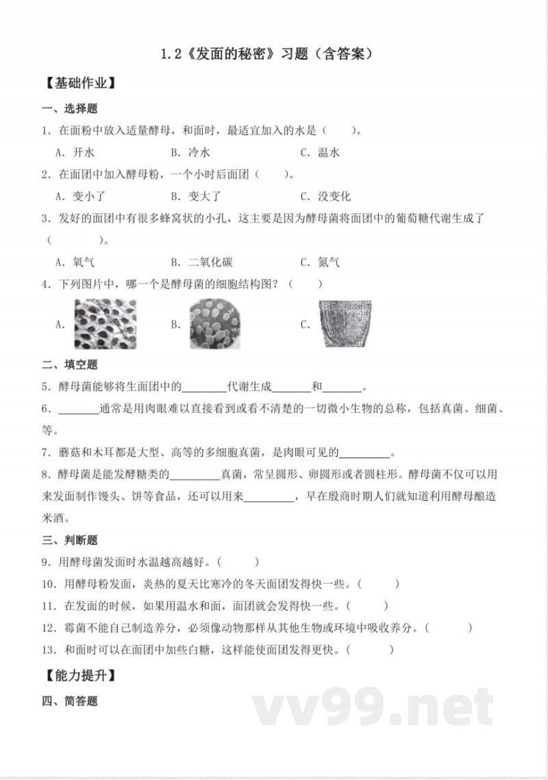大象版科学六年级上册全册同步分层练习含答案