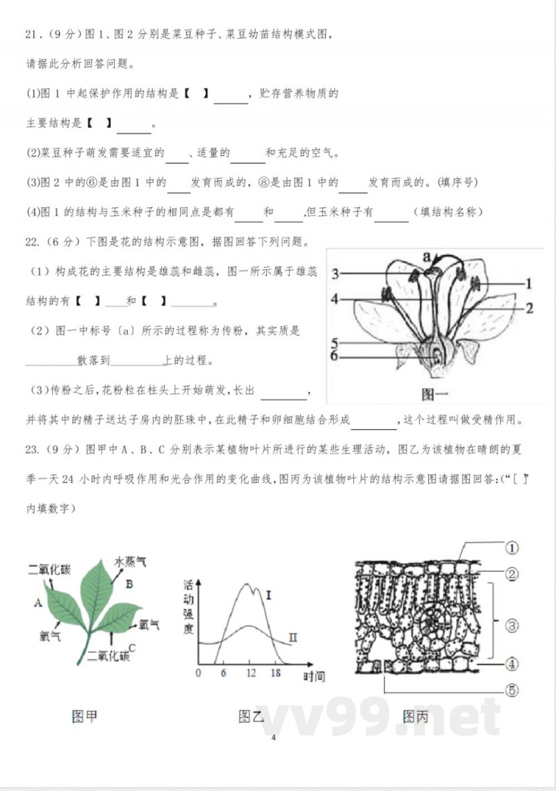北师大版生物七年级上册期末试卷附答案