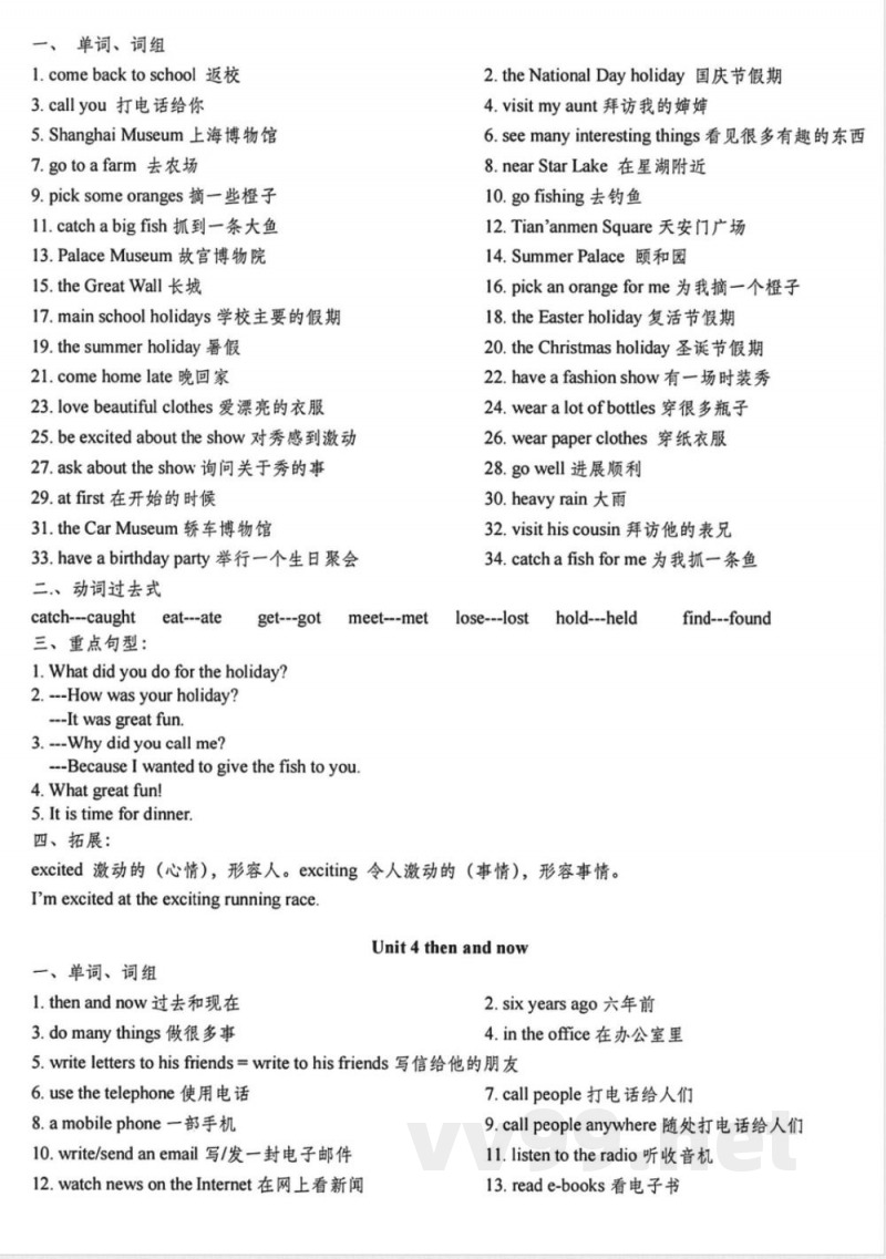 六年级上册英语知识点梳理