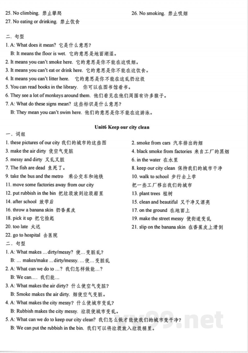 六年级上册英语知识点梳理