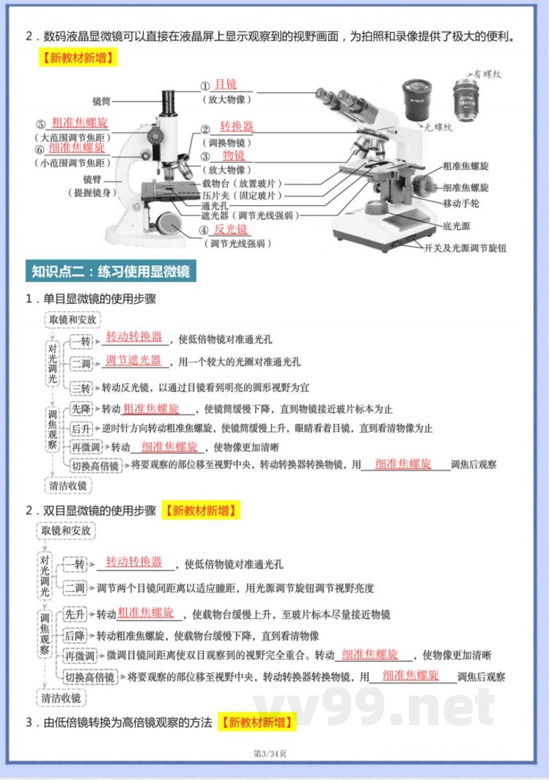 2024版七年级上册人教生物知识点梳理