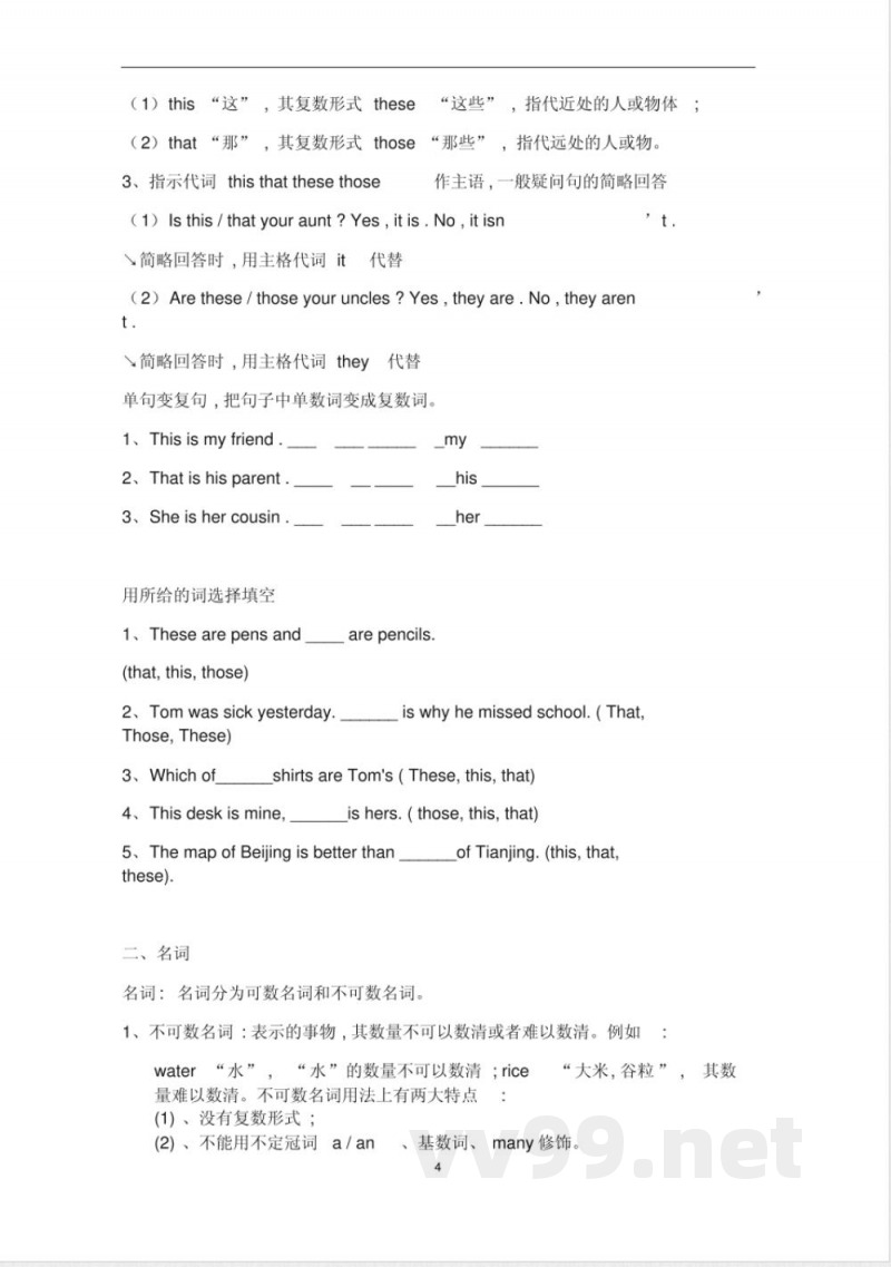 2019人教版七年级上册英语语法知识点大全