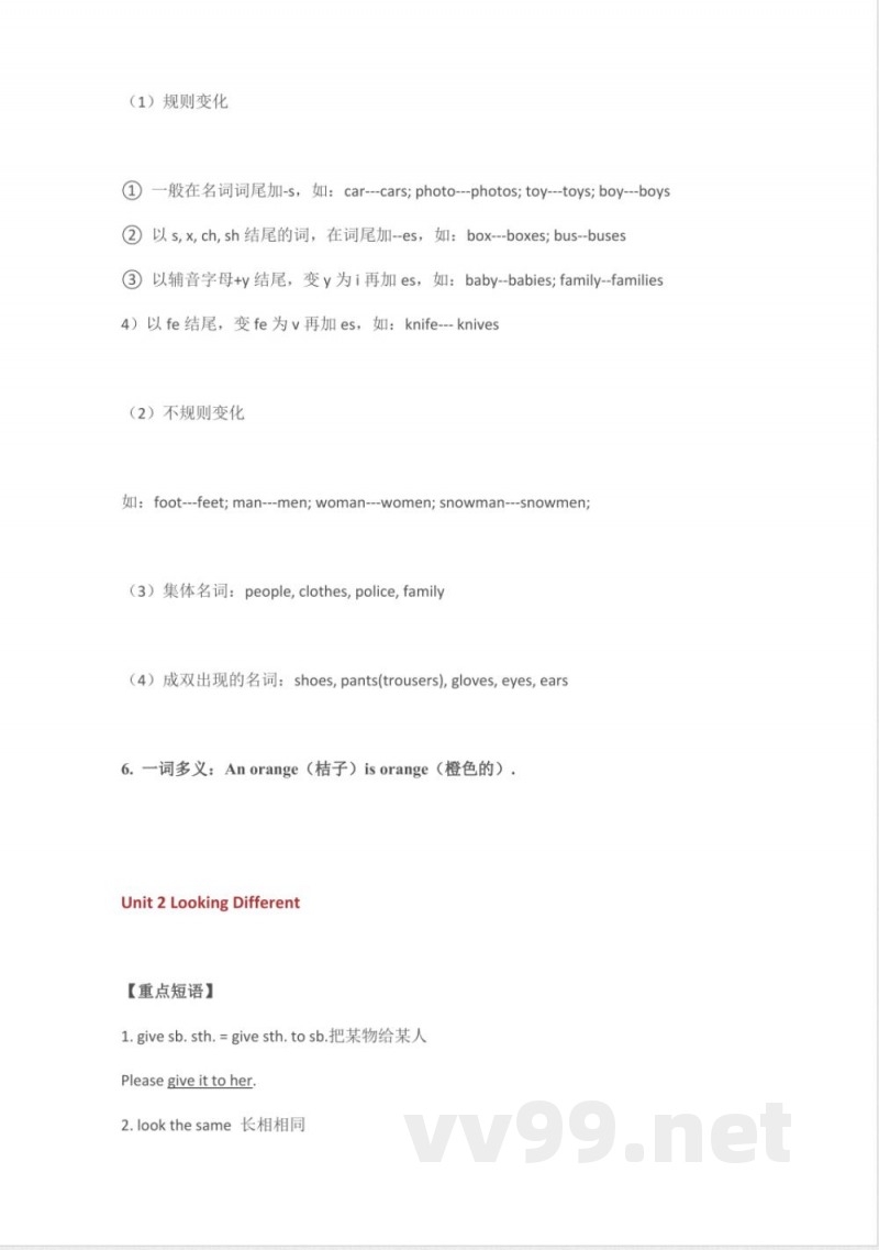 仁爱版初中英语七年级上册知识点