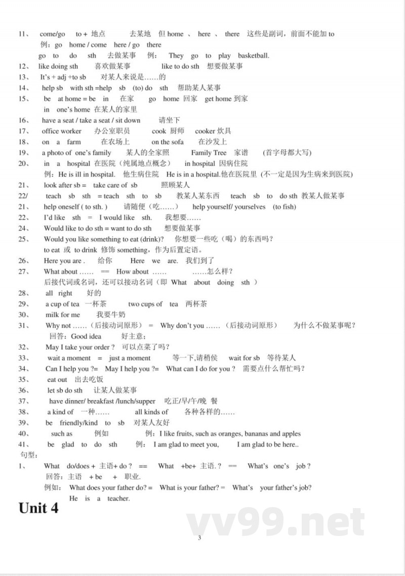 仁爱英语七年级上册知识点归纳及练习