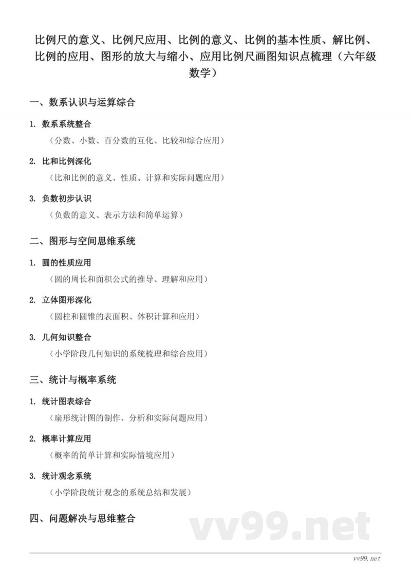 比例尺的意义、比例尺应用、比例的意义、比例的基本性质、解比例、比例的应用、图形的放大与缩小、应用比例尺画图知识点梳理（六年级数学苏教版下册）