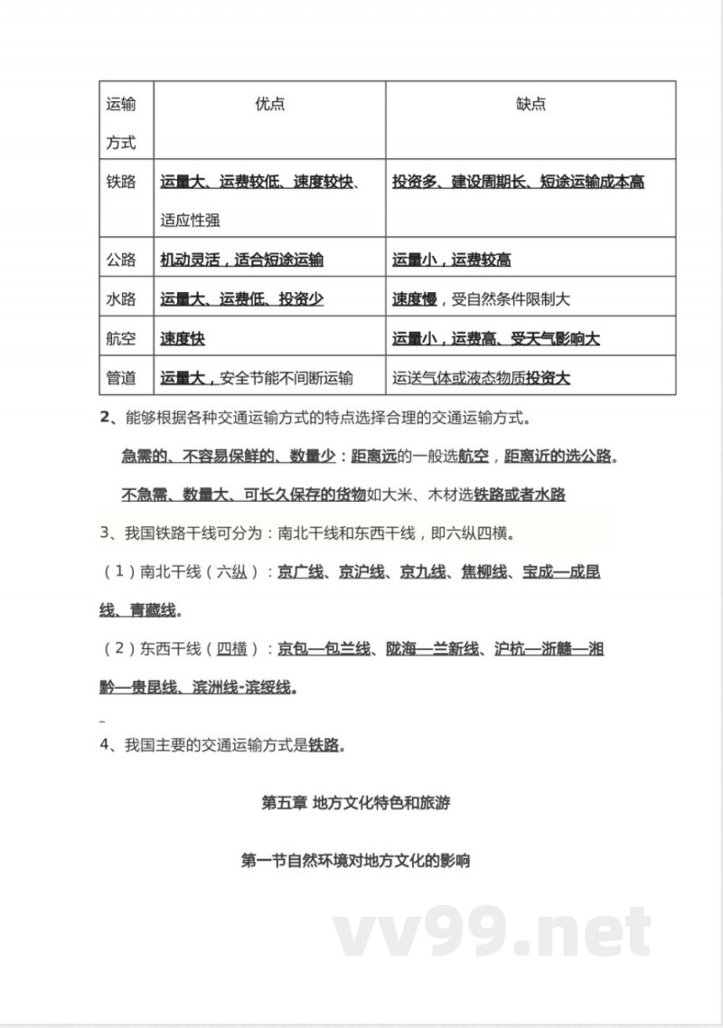 中图版七年级地理下册知识点归纳总结