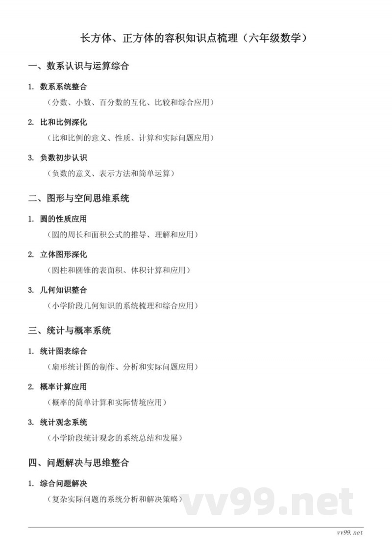 长方体、正方体的容积知识点梳理(苏教版六年级上册) 长方体、正方体的容积知识点梳理(苏教版六年级上册)