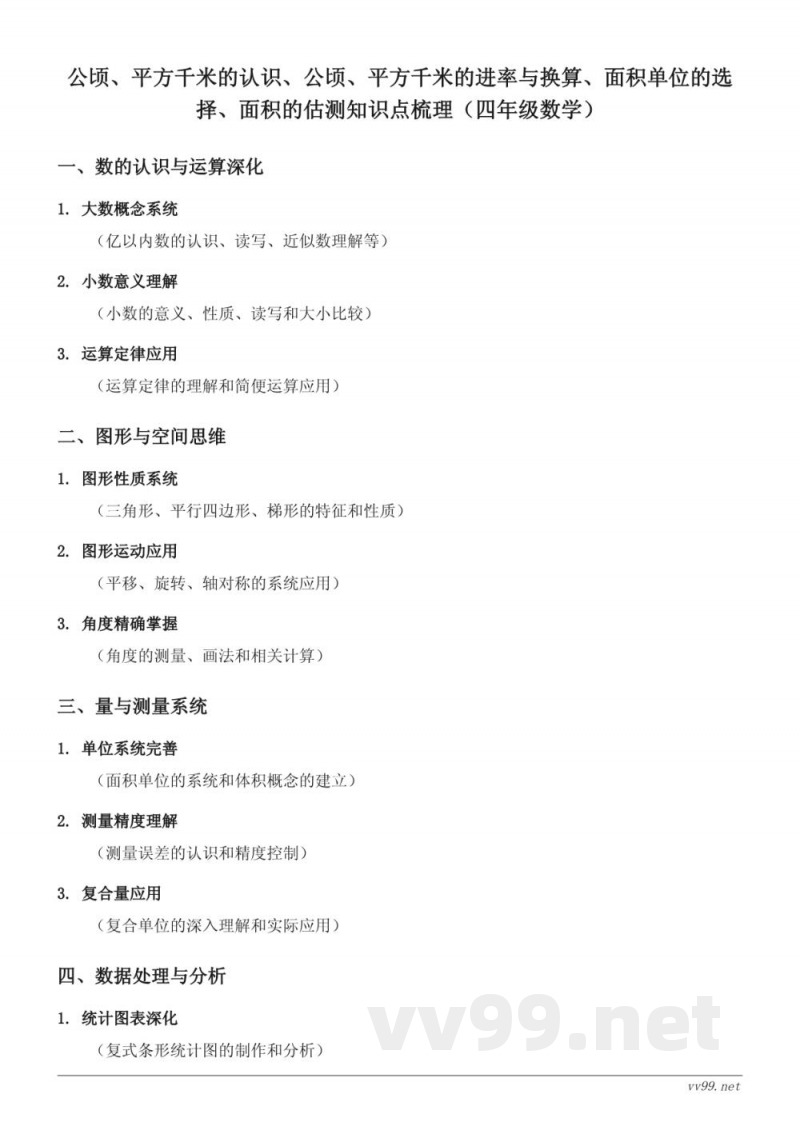 公顷、平方千米的认识、公顷、平方千米的进率与换算、面积单位的选择、面积的估测知识点梳理(四年级上册人教版) 公顷、平方千米的认识、公顷、平方千米的进率与换算、面积单位的选择、面积的估测知识点梳理(四年级上册人教版)