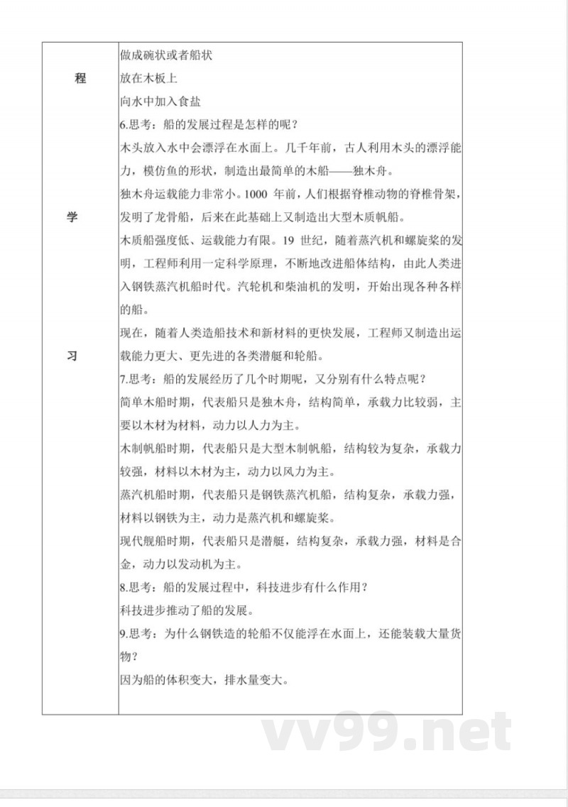 3.9 漂浮的船（教学设计）-六年级科学下册（冀人版）