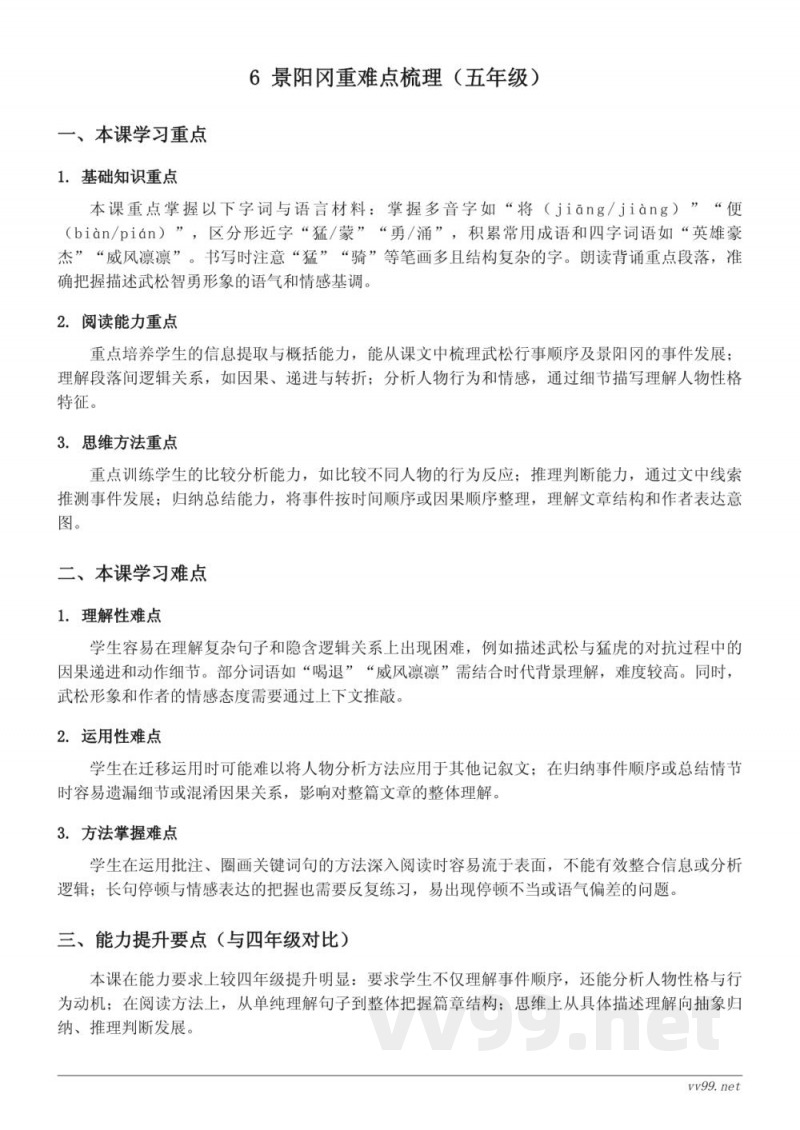 统编版五年级下册语文《景阳冈》重难点解析