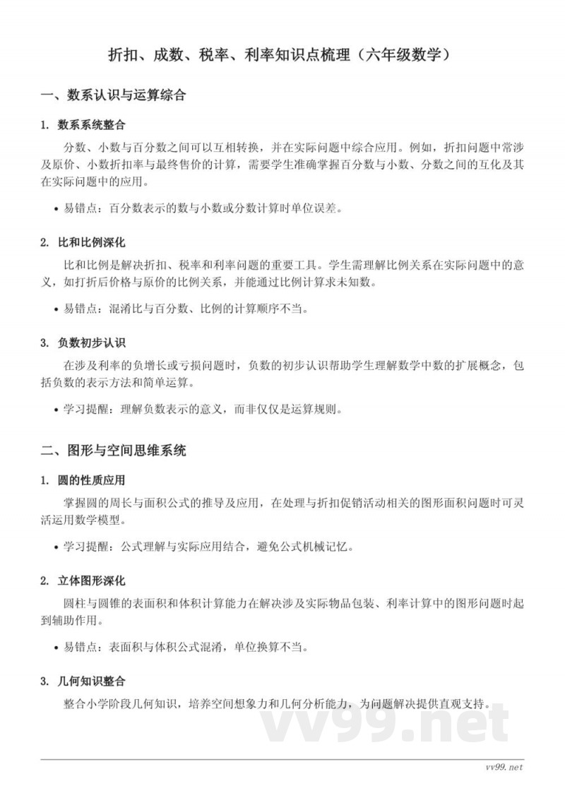 人教版六年级下册数学折扣、成数、税率、利率知识点梳理 人教版六年级下册数学折扣、成数、税率、利率知识点梳理