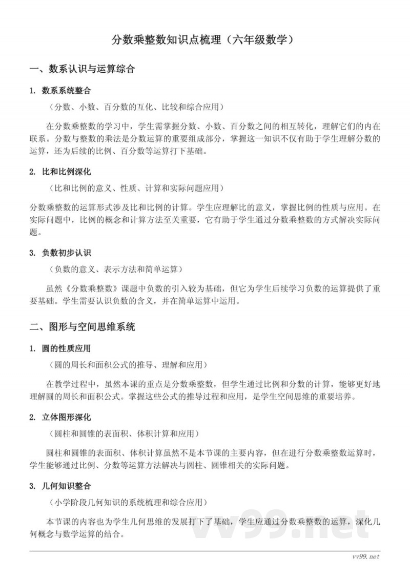 分数乘整数知识点梳理（苏教版 六年级上册）