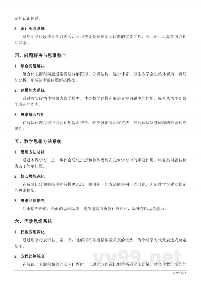 苏教版小学六年级上册数学《组合体的表面积（长方体、正方体）》知识点梳理