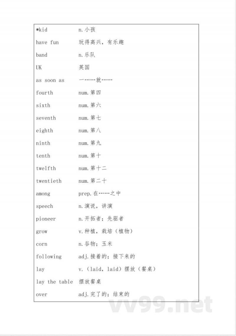 外研版九年级英语上册单词表(打印)