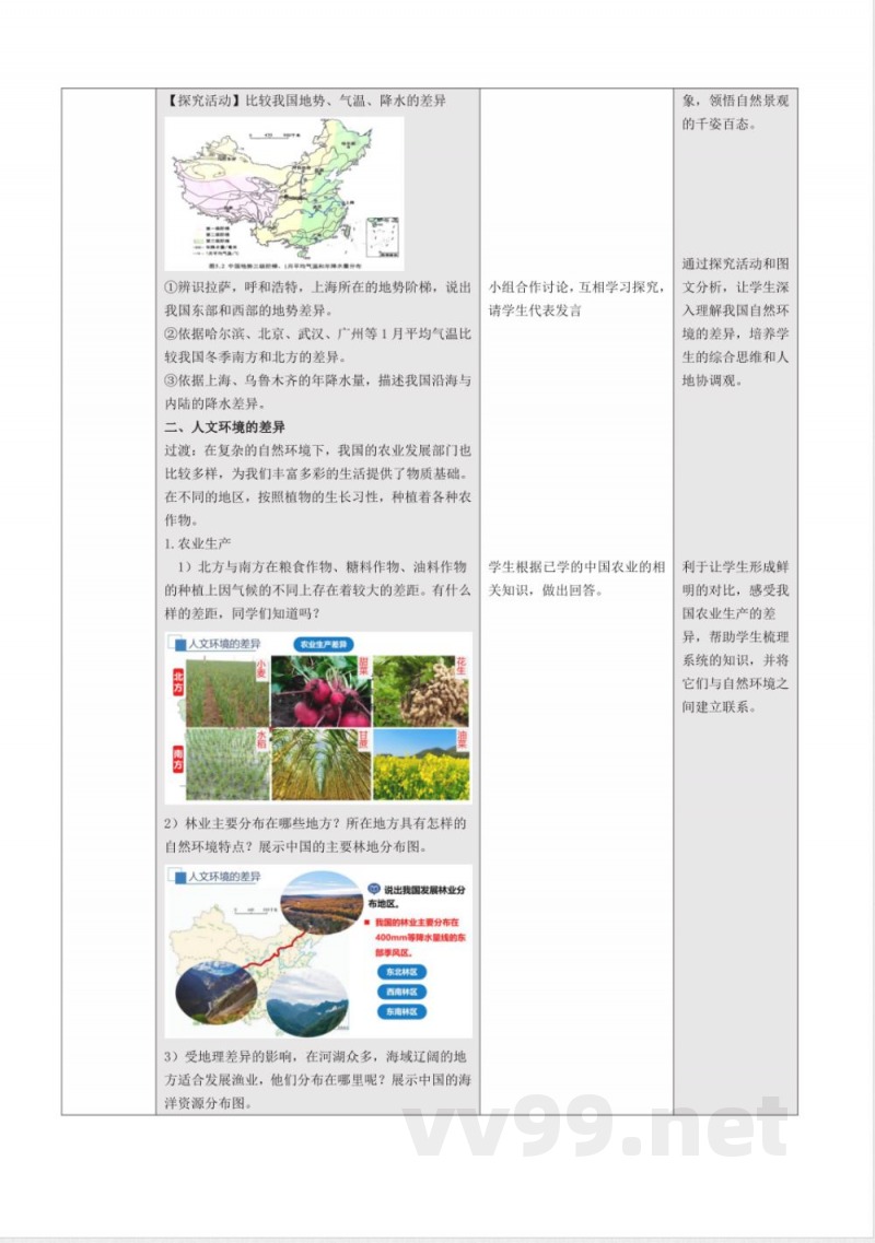 5.1 中国的地理差异（教学设计）地理商务星球版2025八年级下册