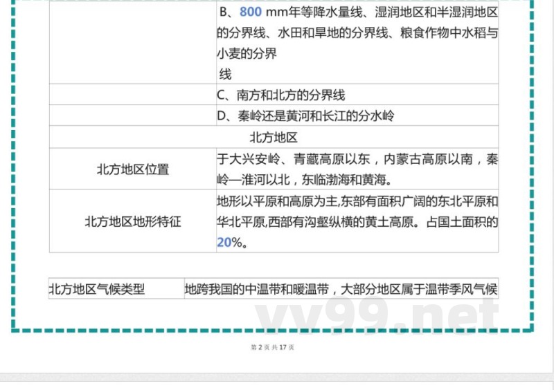 【商务星球版】八年级下册地理复习专用知识点清单表格版