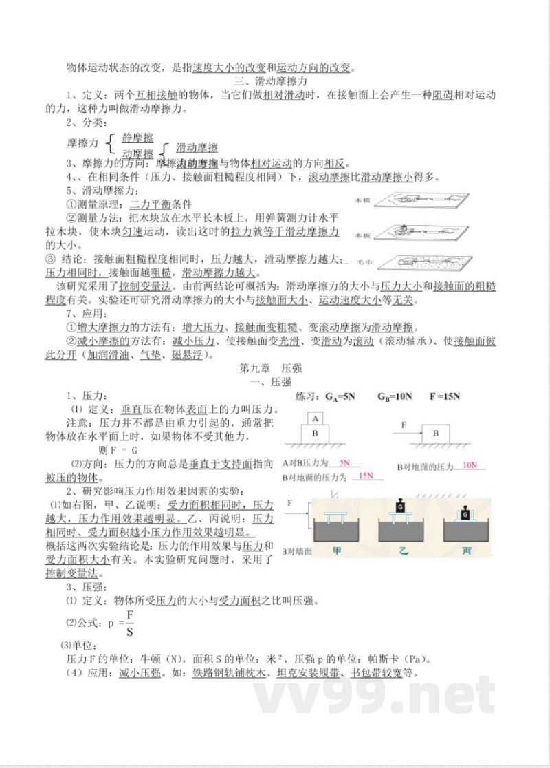 人教版物理八年级下册知识点总结