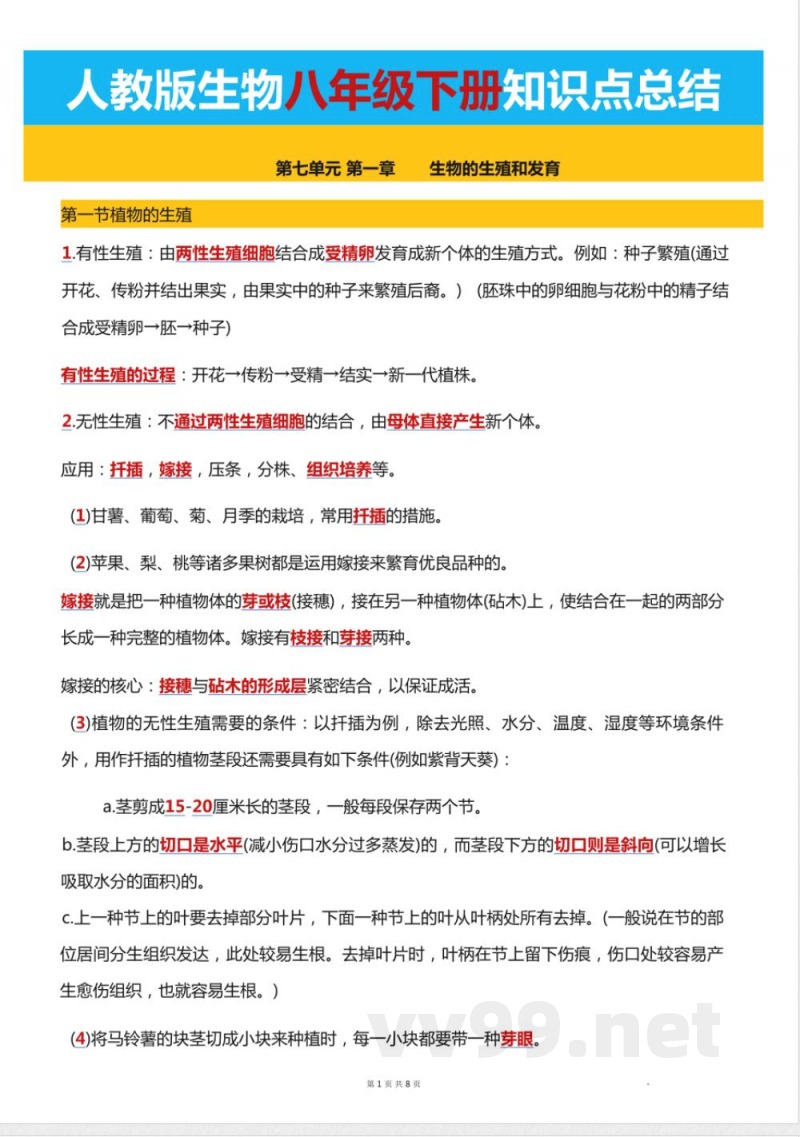人教版生物八年级下册知识点总结L 人教版生物八年级下册知识点总结L