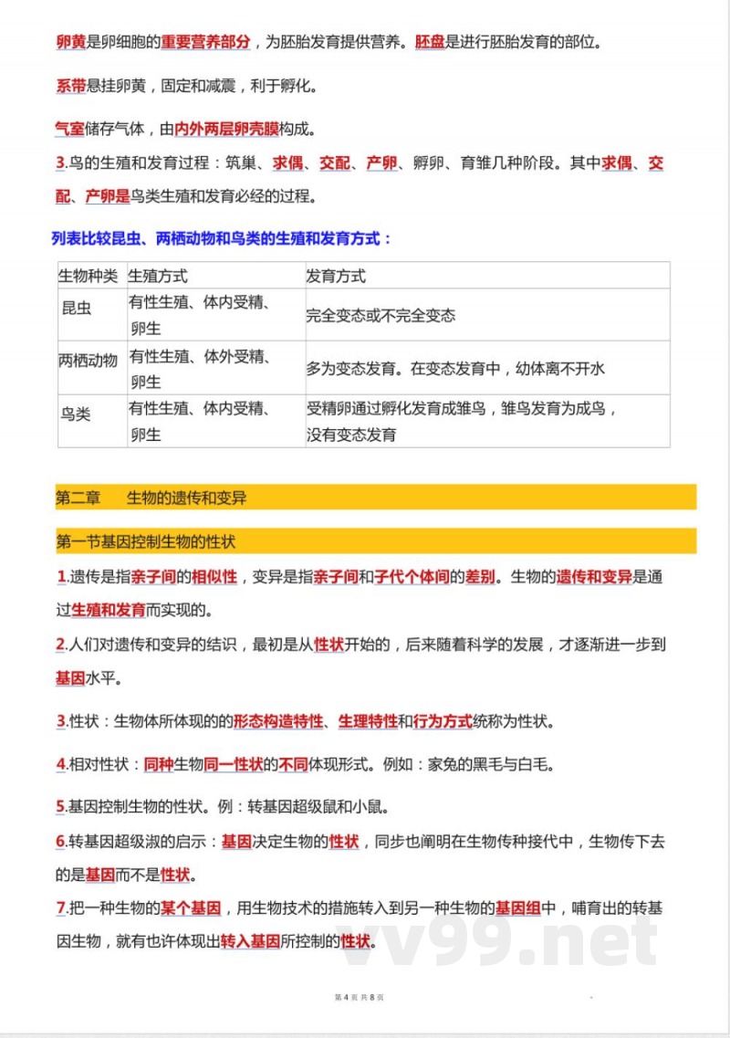 人教版生物八年级下册知识点总结L 人教版生物八年级下册知识点总结L