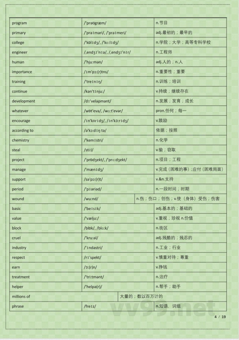 (仁爱版)九年级英语上册(科普版)单词表