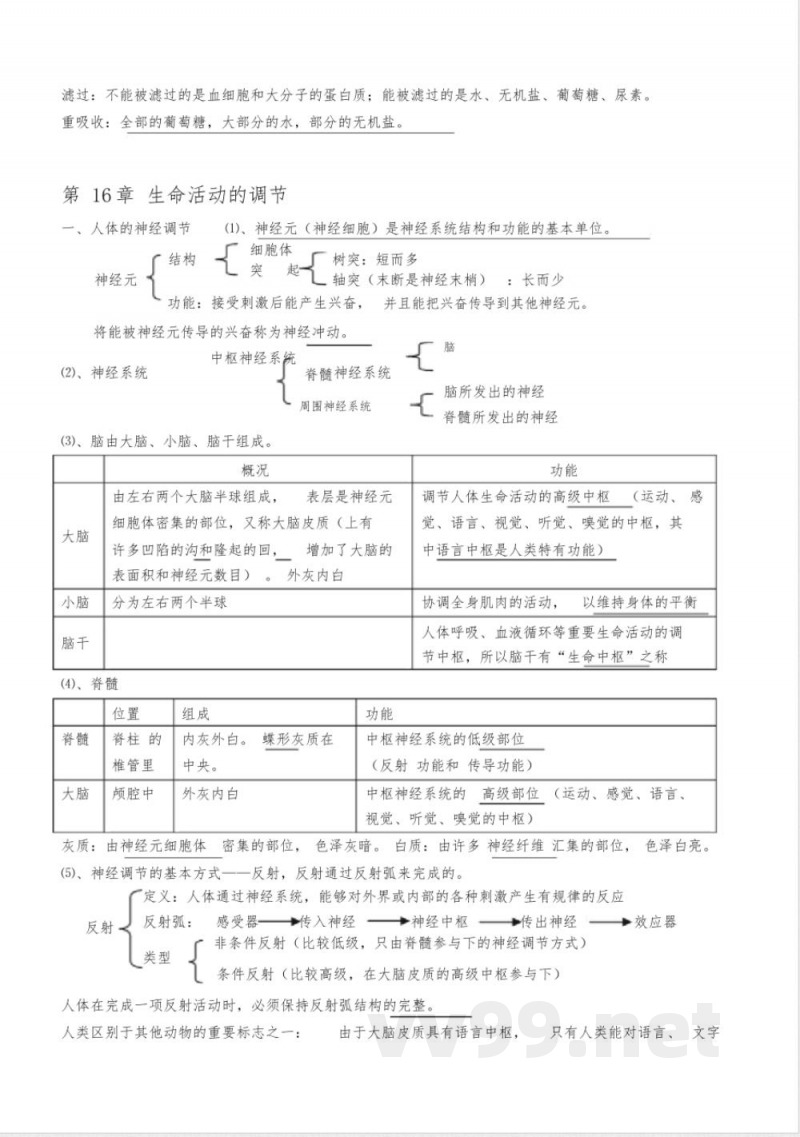 苏科版八年级上册生物复习知识点