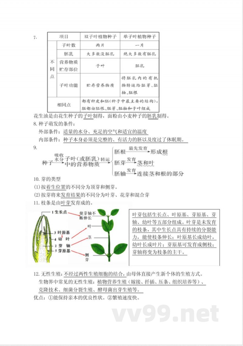 苏科版生物八年级上册知识点背诵清单