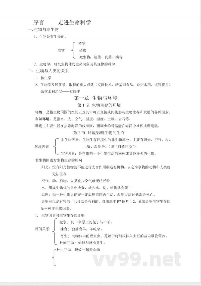 苏科版八年级上册生物知识点复习纲要