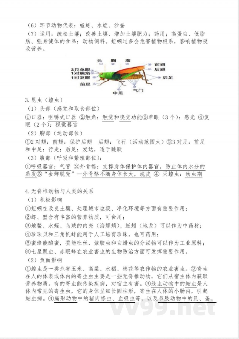 七年级下册生物知识点