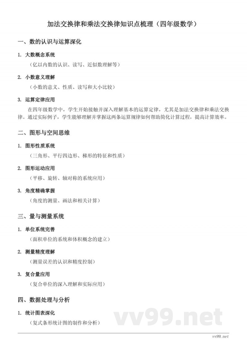 加法交换律和乘法交换律知识点梳理（北师大版 四年级上册）