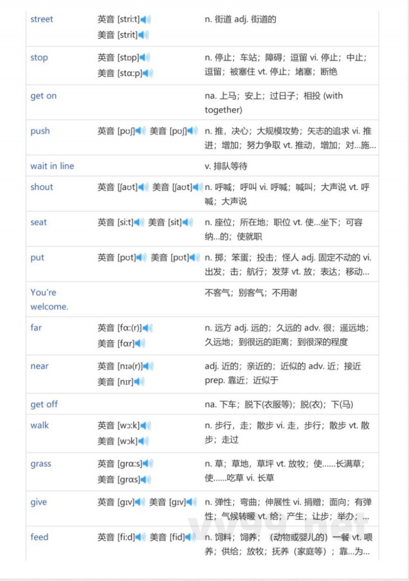 鲁科版五四学制小学英语五年级下册（英语单词表）