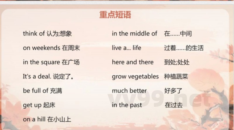 （冀教2024版）英语七年级下册Unit 5单元复习课件