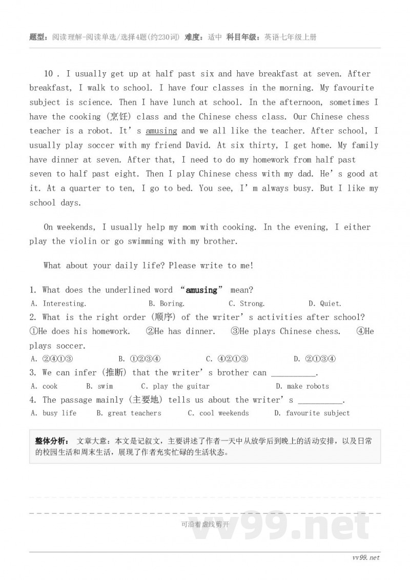 10 . I usually get up at half past six and have breakfa... 10 . I usually get up at half past six and have breakfa...