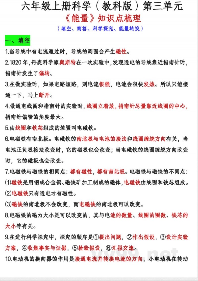 11.16【六年级上册科学第三单元知识点】教科版 11.16【六年级上册科学第三单元知识点】教科版