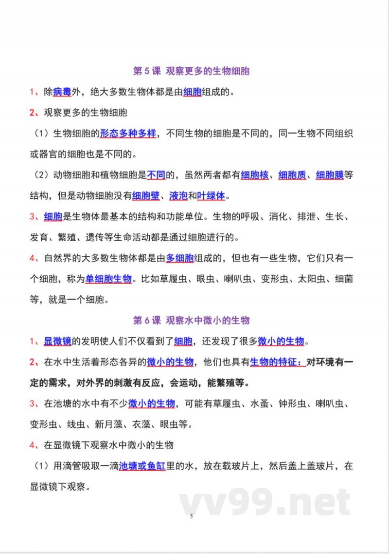 教科版六年级上册科学全册知识点精准梳理