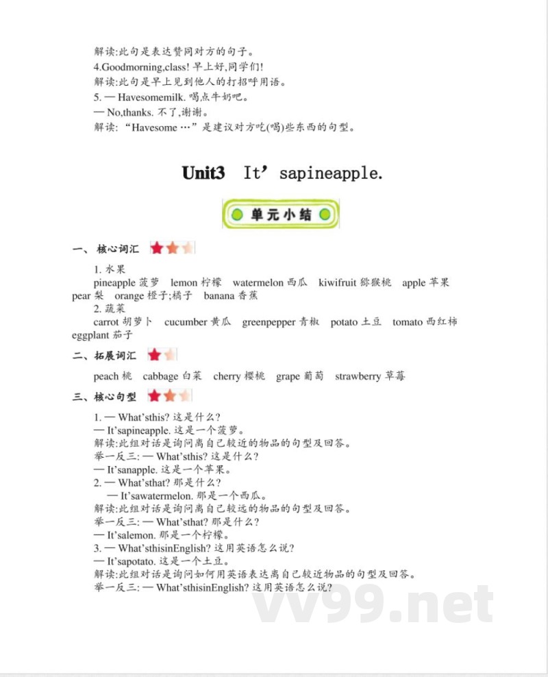 人教精通版小学英语四年级上册单元知识点总结(全册)