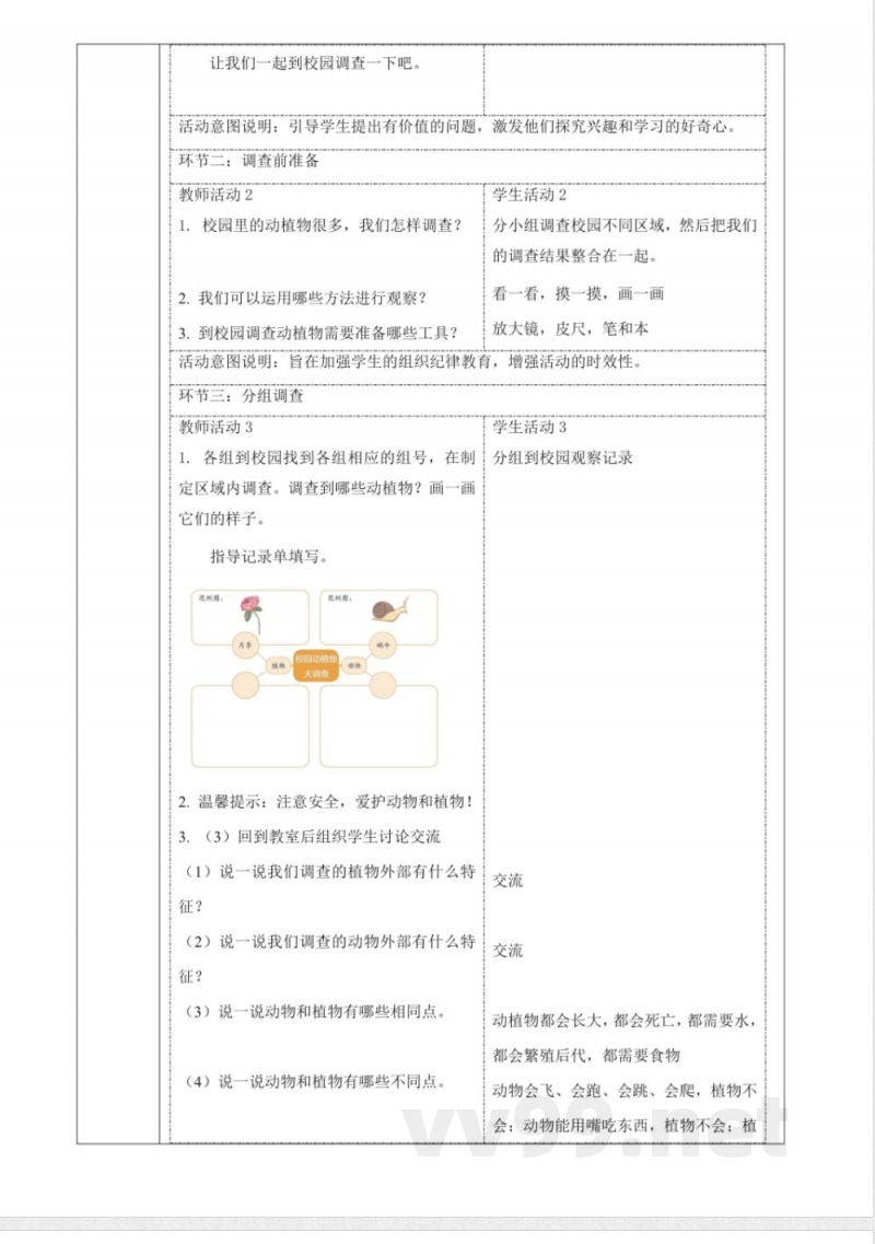 2.7《动植物的异同》大单元教学设计 2025粤教粤科版科学一年级下册
