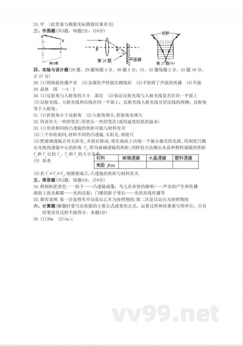 苏科版物理八年级上册期末