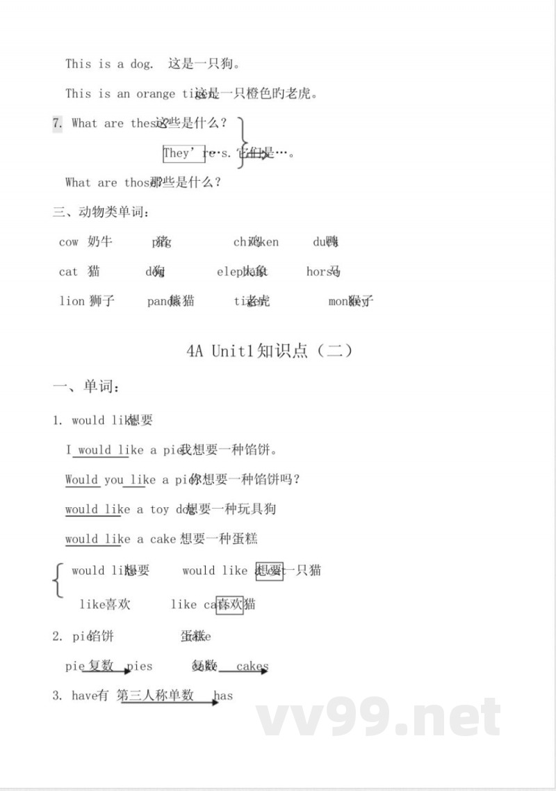 2022年牛津版英语四年级上册知识点梳理详细