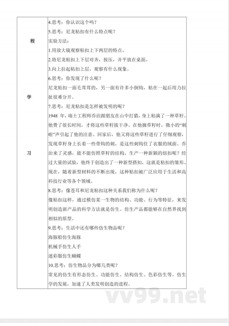 3.8 生物的启示（教学设计）-六年级科学下册（冀人版）