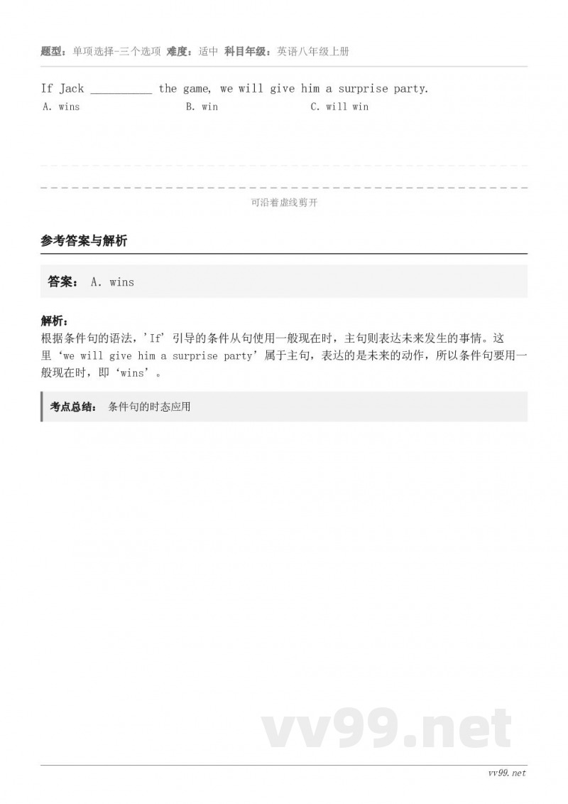 If Jack __________ the game, we will give him a surpris...