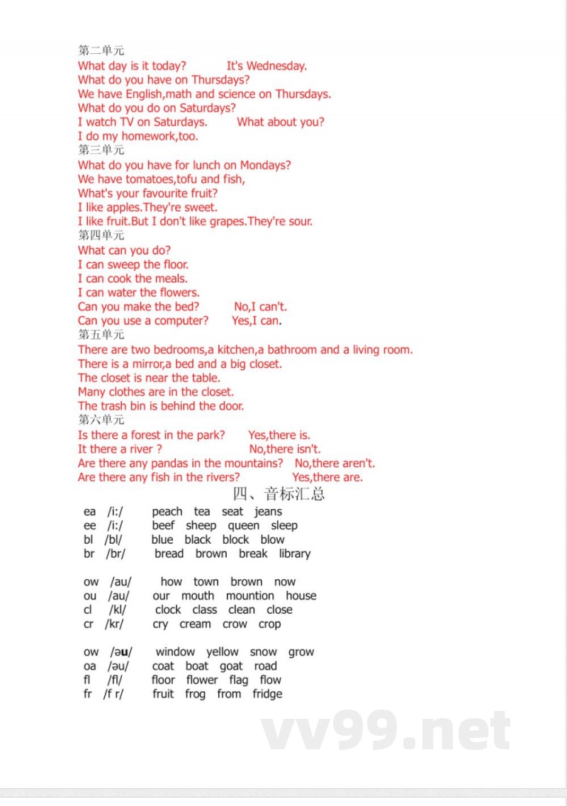 五年级上册英语知识点汇总